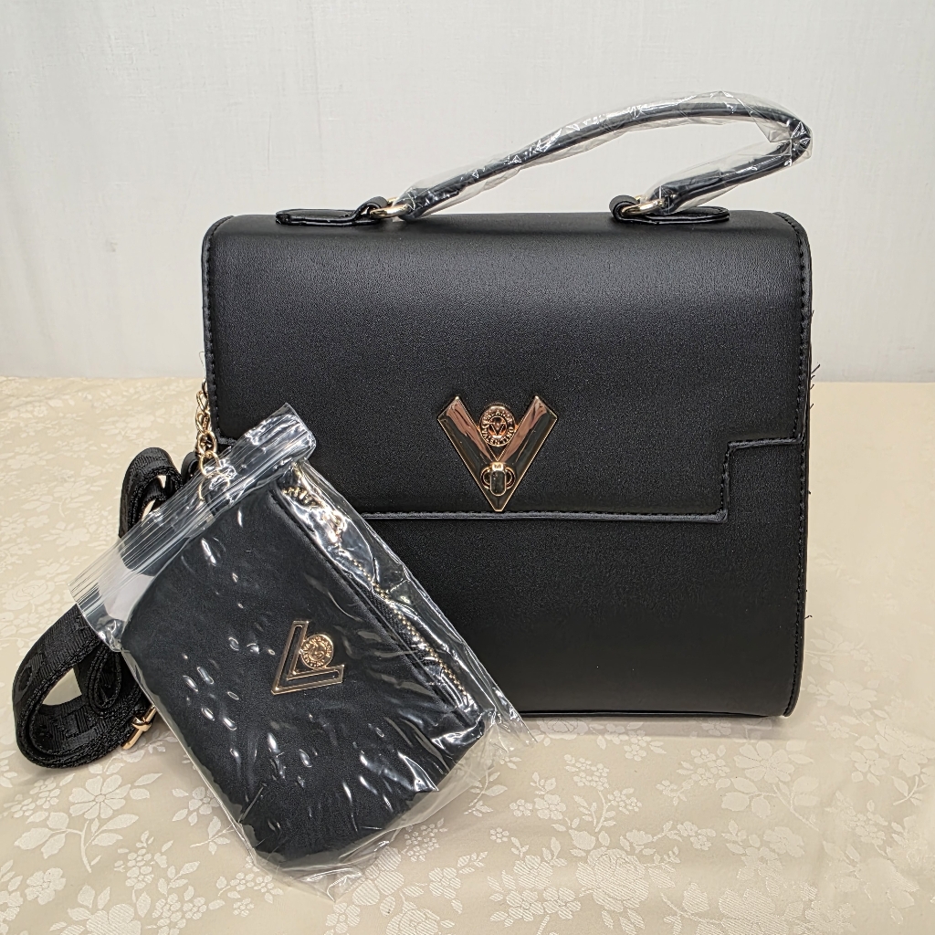 Valentino Orlandi Black Crossbody Bag With Gold Hardware